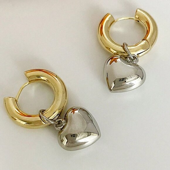 Multicolor Casual Women's Heart Charm & Hoop Earrings - Picture 3 of 4